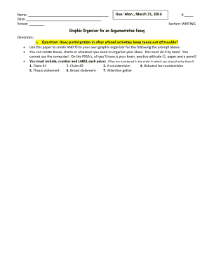 Writing Graphic Organizer Template