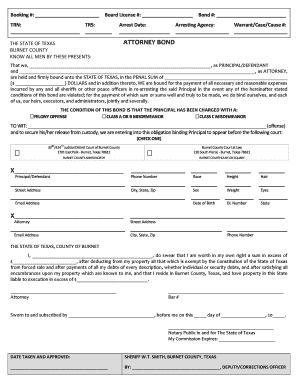 Texas Attorney Bond Form
