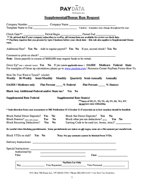 Supplemental Bonus Run Request Form