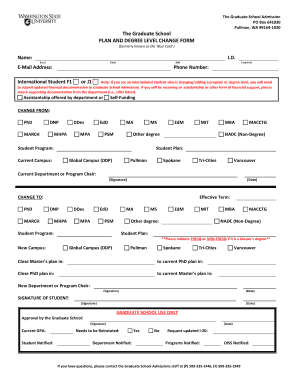 Graduate School Plan and Degree Level Change Form