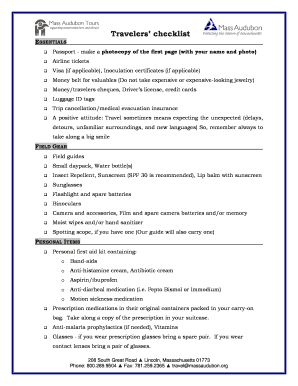 Travelers’ Checklist