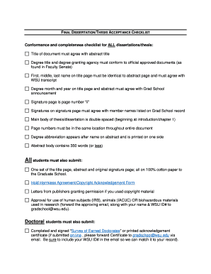 Dissertation/Thesis Acceptance Checklist