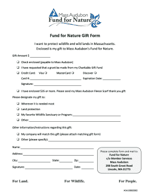 Mass Audubon Fund for Nature Gift Form