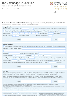 Cambridge Foundation Donation Form