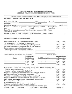 Medicaid Transportation Determination Form