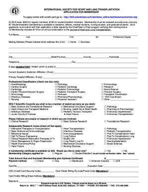 To apply online with credit card go to: http://ishlt