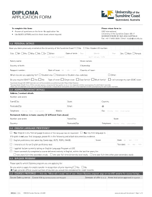 University of the Sunshine Coast Diploma Application Form