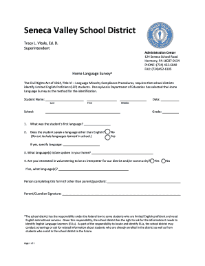 Home Language Survey Form