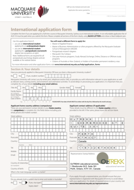 Macquarie University International Application Form
