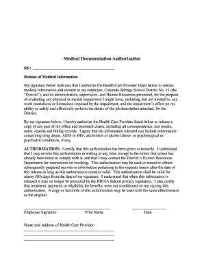 Medical Information Release Authorization