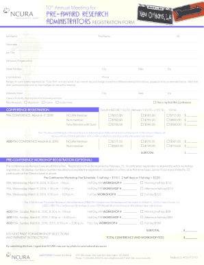 Pre-Award Research Administrators Registration Form