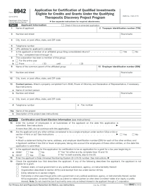 IRS Form 8942 Application for Certification of Qualified Investments