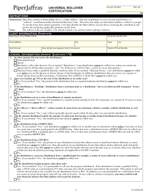 Piper Jaffray Rollover Certification Form
