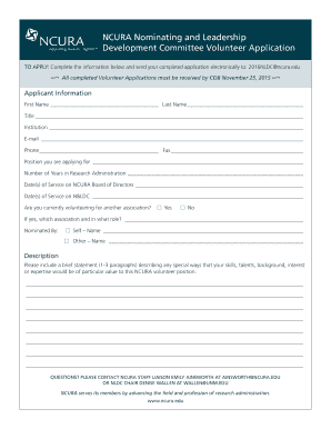 NCURA Nominating and Leadership Development Committee