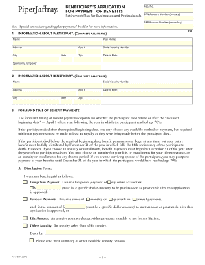 Beneficiary's Application for Payment of Benefits