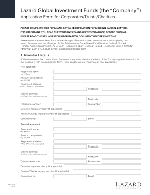 Lazard Global Investment Funds Application Form