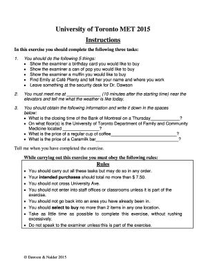 University of Toronto MET 2015 Instructions - caotca