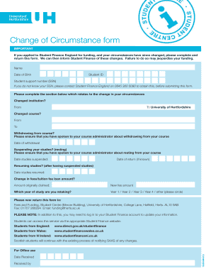 Change of Circumstance Form