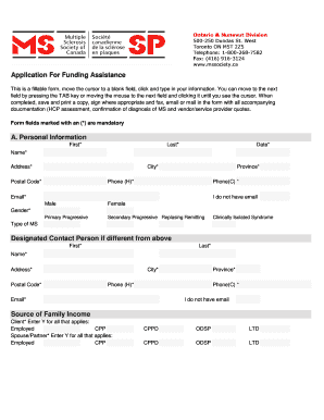 Ontario & Nunavut MS Funding Assistance Application