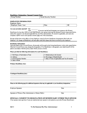 Beneficiary Designation Spousal Consent Form