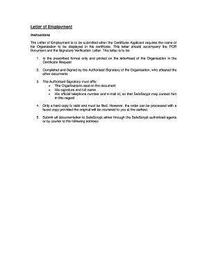 Letter of Employment for Certificate Request