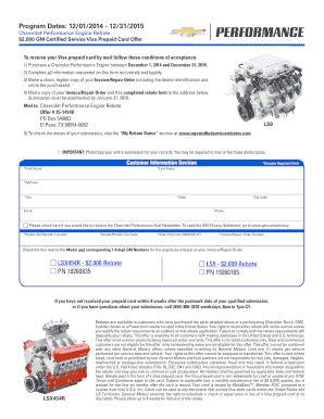 Chevrolet Performance Engine Rebate Form