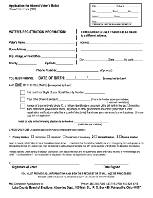 Ohio Absent Voter's Ballot Application