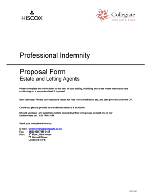 Professional Indemnity Insurance Proposal Form