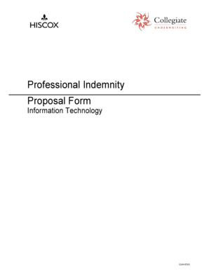 Professional Indemnity Proposal Form for IT