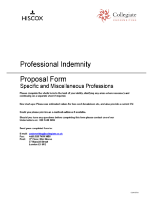 Professional Indemnity Insurance Proposal Form