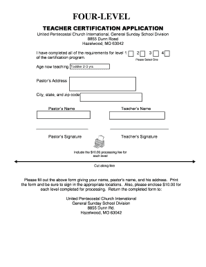 Teacher Certification Application