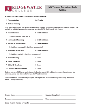 MN Transfer Curriculum Goals Petition