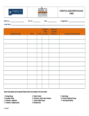 Lifestyle Adjustment Form