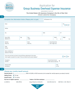 Group Business Overhead Expense Insurance Application