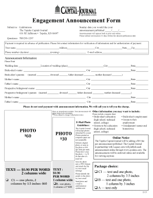 Engagement Announcement Form