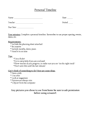 Personal Timeline Assignment Form