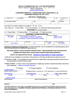 Texas Peace Officer Medical Condition Declaration