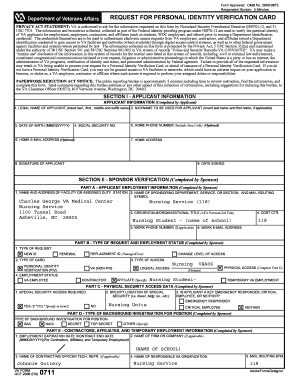 VA Form 0711 Request for Personal Identity Verification Card