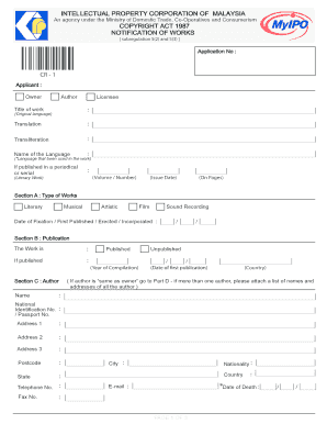 Malaysia Copyright Notification of Works