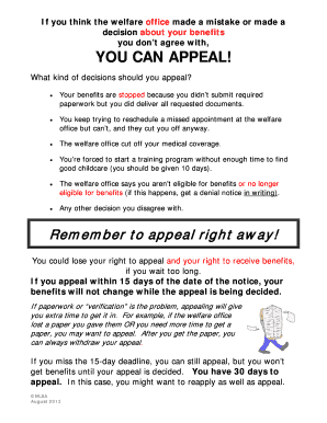 Welfare Benefits Appeal Form