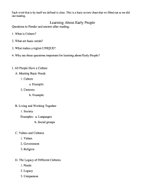 Early People Study Guide