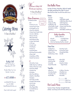 Catering Menu - Kathys Deli