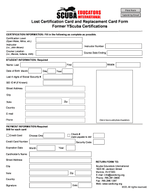 Lost Certification Card Replacement Form