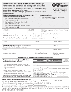 Formulario de Inscripción Blue Cross Blue Shield of Arizona Advantage