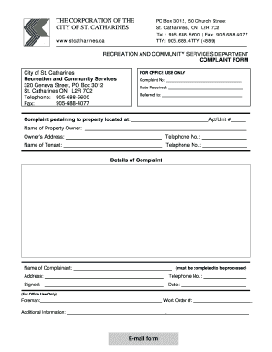 City of St. Catharines Complaint Form