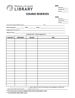 Course Reserves Form