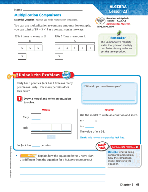 Multiplication Comparisons Worksheet