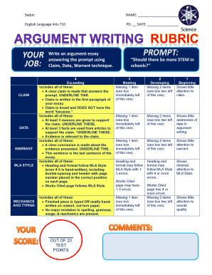 English Language Arts 710 Rubric