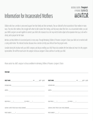 Mentoring Children of Incarcerated Parents Form