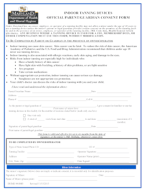 Maryland Indoor Tanning Consent Form